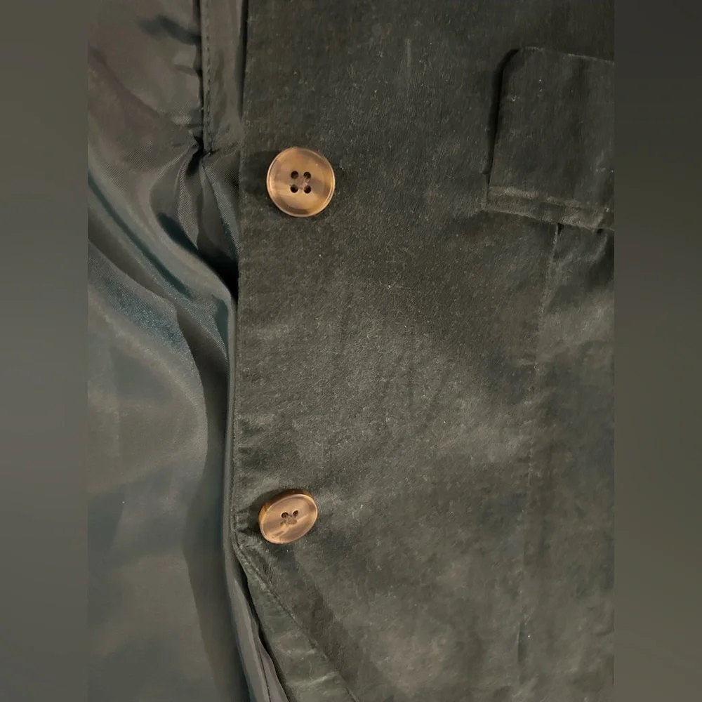 Cat & Jack Boys Green Velvet Blazer Size 8 Formal Holiday Wedding Jacket
